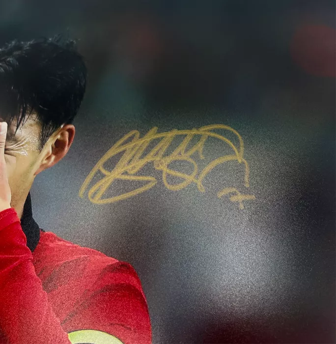 Son Heung-min Signed Korea Republic Photo In Black Wooden Frame: Goal V Cameroon - International Friendly
