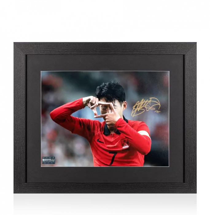 Son Heung-min Signed Korea Republic Photo In Black Wooden Frame: Goal v Cameroon - International Friendly