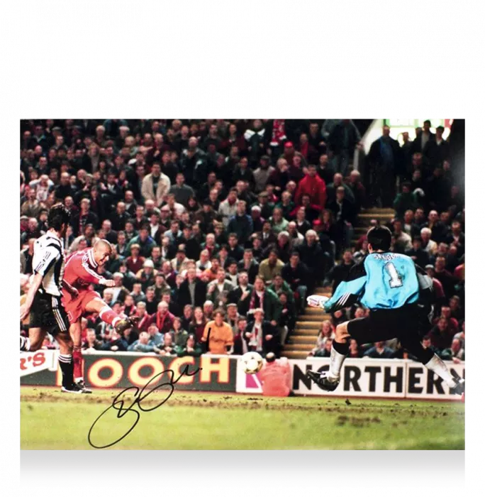 Stan Collymore Signed Liverpool Photo In Premium Photo Frame