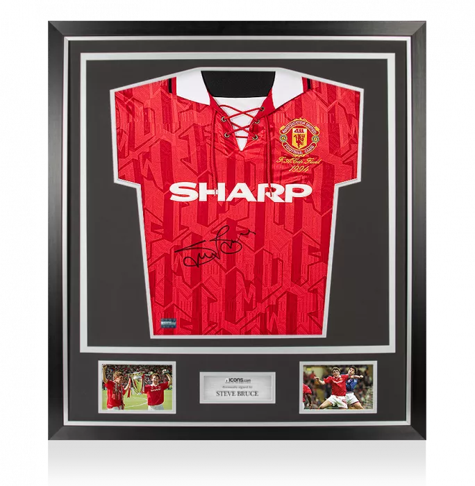 Steve Bruce Signed Manchester United Home Shirt In Classic Frame: 1994 FA Cup Final Special Edition