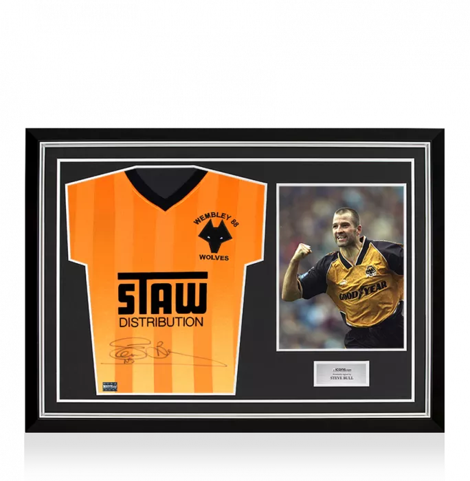 Steve Bull Front Signed Wolverhampton Wanderers Wembley 1988 Home Shirt In Hero Frame: Option 1