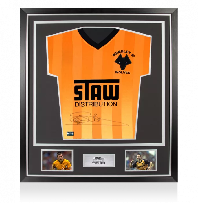 Steve Bull Front Signed Wolverhampton Wanderers Wembley 1988 Home Shirt In Classic Frame