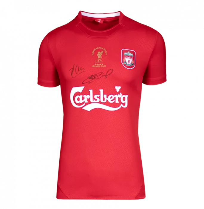 Steven Gerrard And Xabi Alonso Dual Signed Liverpool FC 2005 Home Shirt In Hero Frame: Option 1