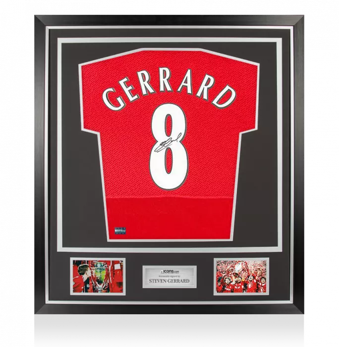 Steven Gerrard Back Signed Liverpool 2005 Home Shirt In Classic Frame