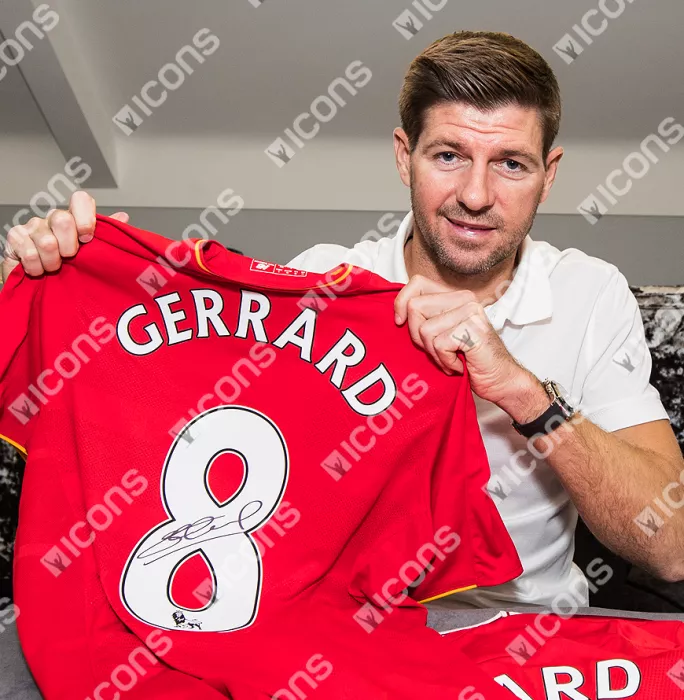 Steven Gerrard Back Signed Liverpool 2016-17 Home Shirt