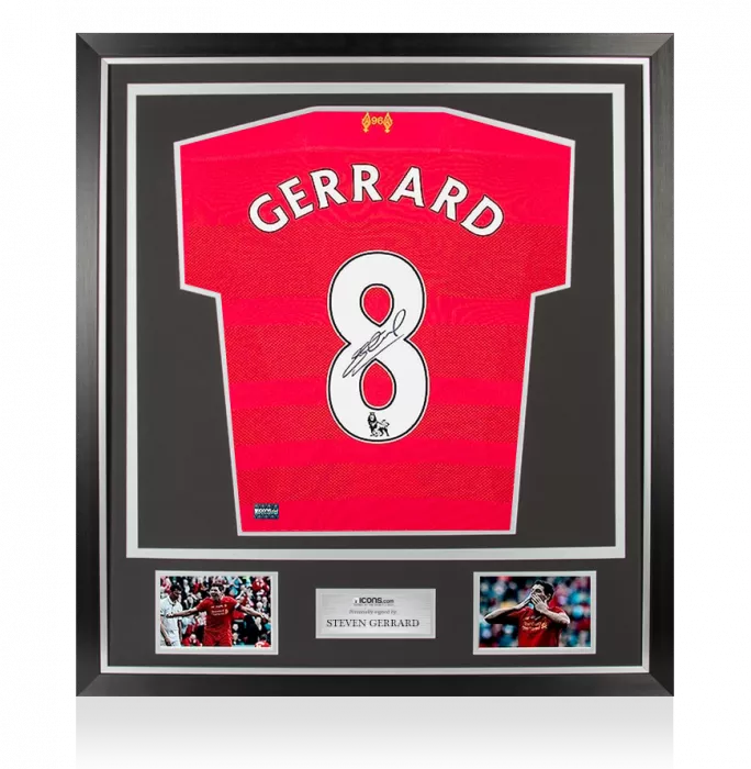 Steven Gerrard Back Signed Liverpool 2016-17 Home Shirt In Classic Frame