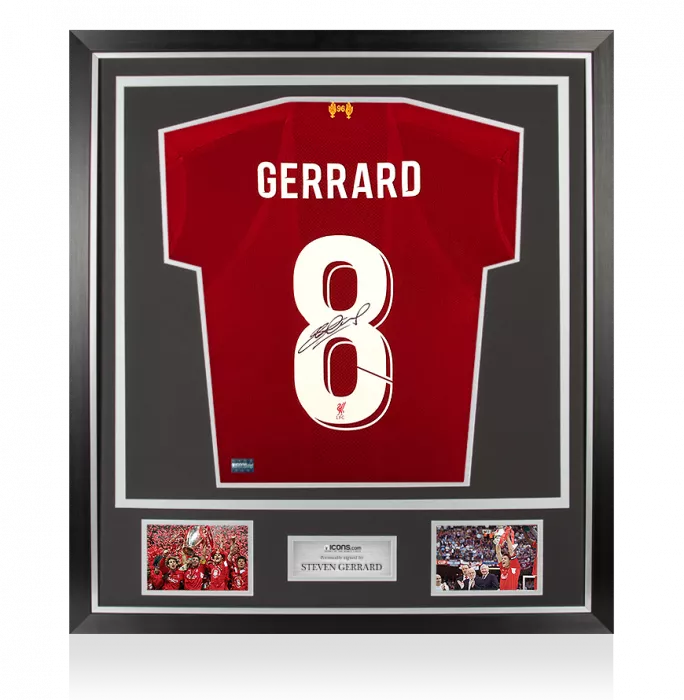Steven Gerrard Back Signed Liverpool 2019-20 Home Shirt In Classic Frame