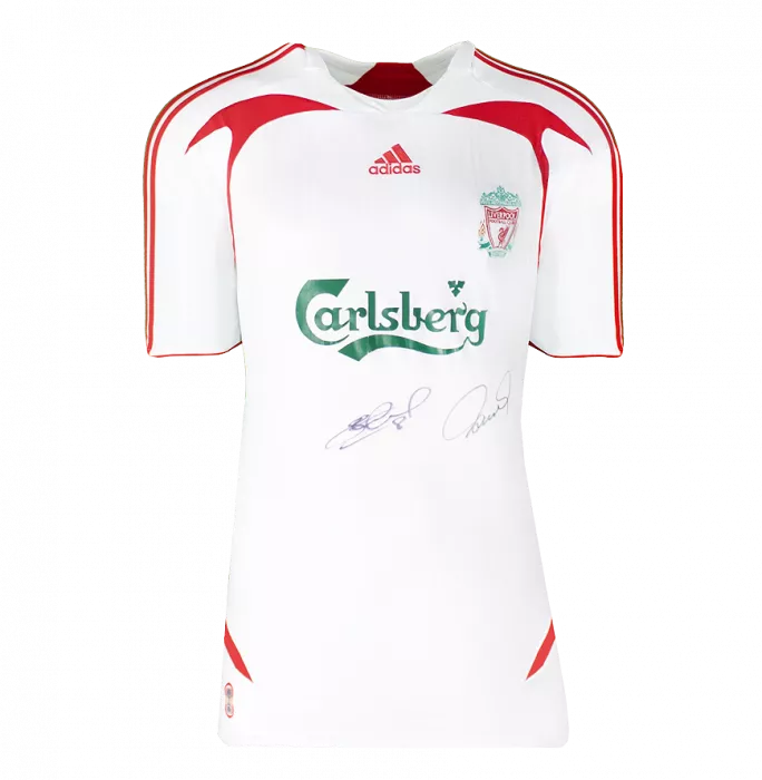 Steven Gerrard & Fernando Torres Dual Signed Liverpool FC 2007-08 Away Shirt In Hero Frame: Option 1