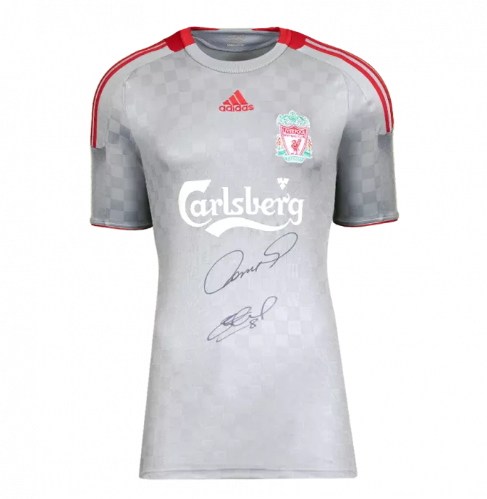 Steven Gerrard & Fernando Torres Dual Signed Liverpool FC 2008-09 Away Shirt In Classic Frame