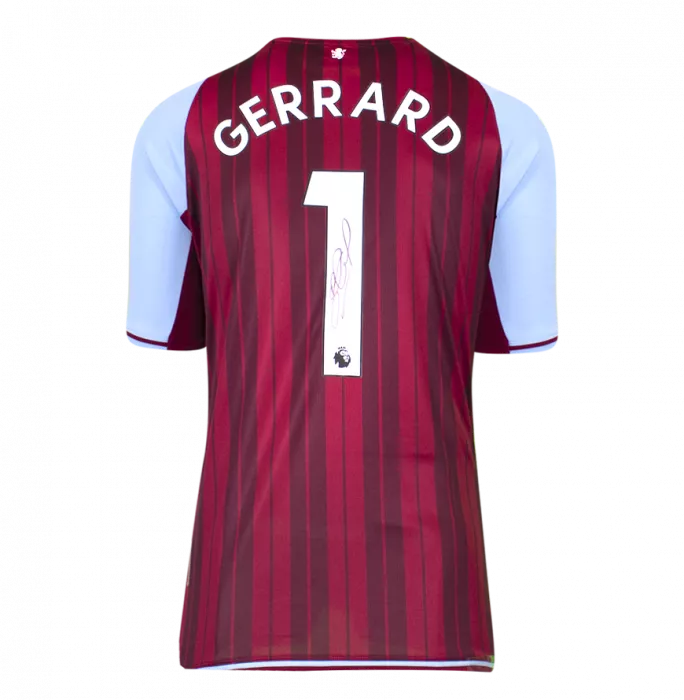 Steven Gerrard Front Signed Aston Villa 2021-22 Home Shirt In Classic Frame