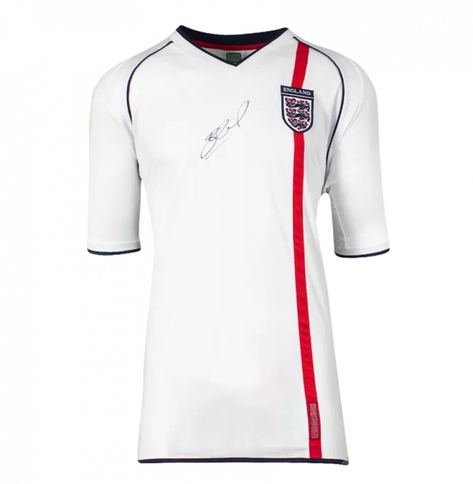 Steven Gerrard Front Signed England 2002 Home Shirt In Classic Frame