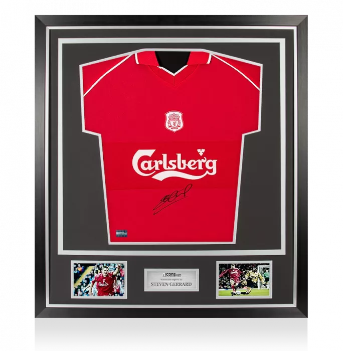 Steven Gerrard Front Signed Liverpool 2000-01 Home Shirt In Classic Frame
