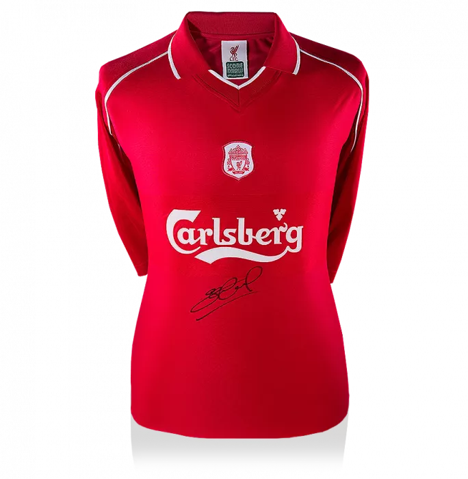 Steven Gerrard Front Signed Liverpool 2000-01 Home Shirt