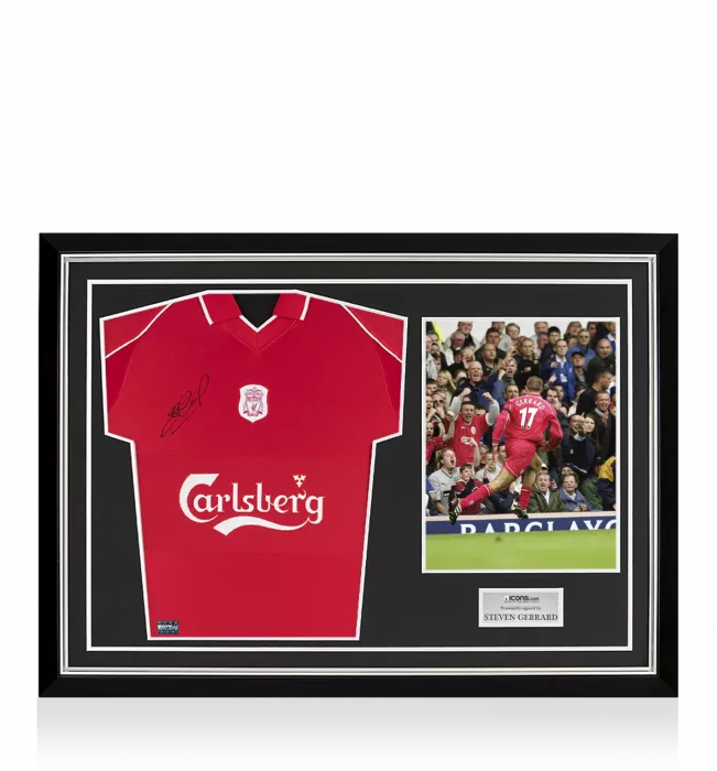 Steven Gerrard Front Signed Liverpool 2000-02 Home Shirt Home Shirt In Hero Frame: Option 1