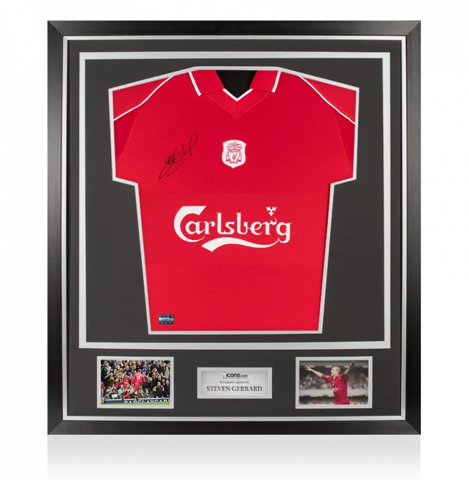Steven Gerrard Front Signed Liverpool 2000-02 Home Shirt In Classic Frame