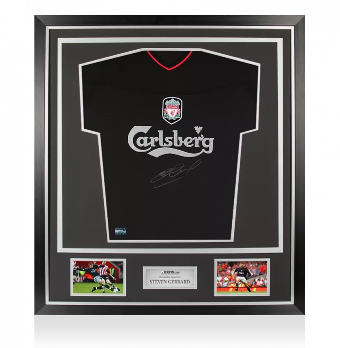 Steven Gerrard Front Signed Liverpool 2002-03 Away Shirt In Classic Frame