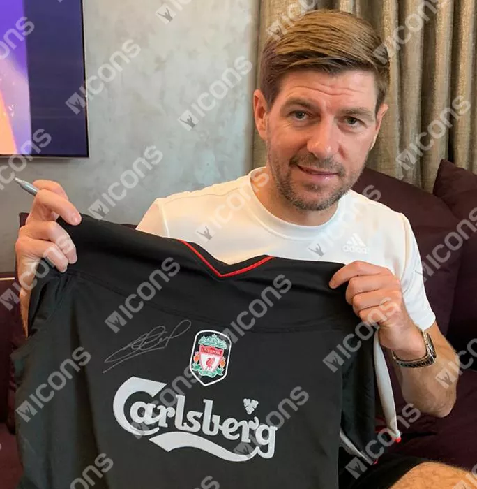 Steven Gerrard Front Signed Liverpool 2002-03 Away Shirt