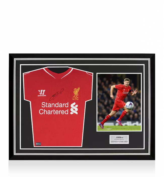 Steven Gerrard Front Signed Liverpool 2014-15 Home Shirt Home Shirt In Hero Frame: Option 1