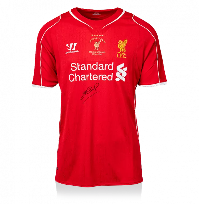 Steven Gerrard Front Signed Liverpool 2014-15 Home Shirt: Liverpool Legend Special Edition