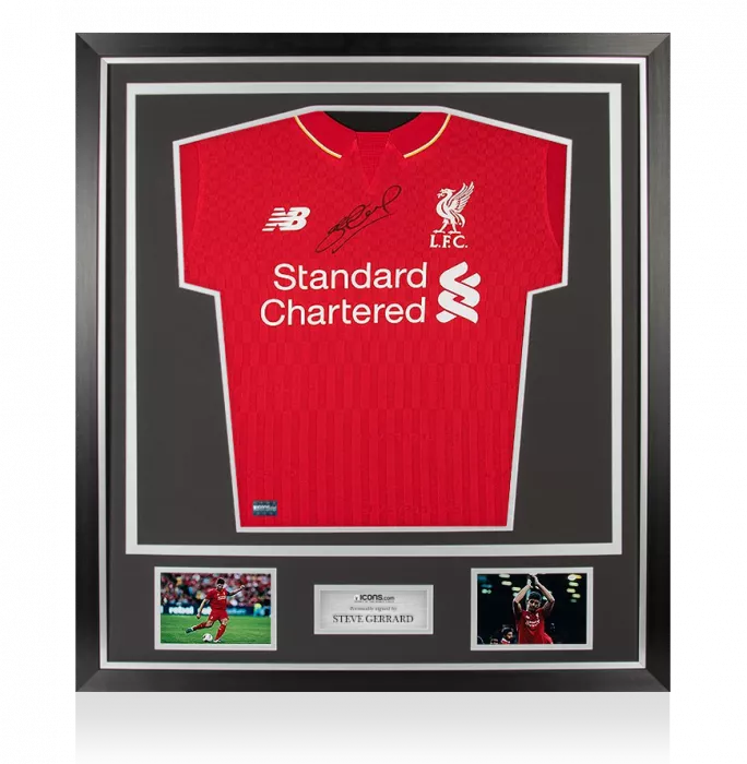 Steven Gerrard Front Signed Liverpool 2015-16 Home Shirt In Classic Frame