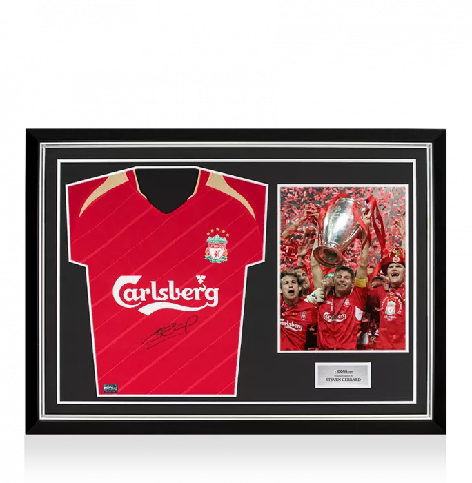 Steven Gerrard Front Signed Liverpool FC 2005-06 Home Shirt In Hero Frame: Option 1
