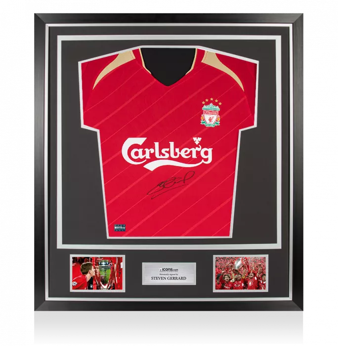 Steven Gerrard Front Signed Liverpool FC 2005-06 Home Shirt In Classic Frame