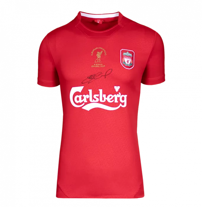 Steven Gerrard Front Signed Liverpool FC Shirt - 2005 UEFA Champions League Winners In Deluxe Packaging