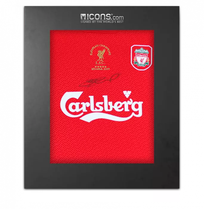 Steven Gerrard Front Signed Liverpool FC Shirt - 2005 UEFA Champions League Winners In Deluxe Packaging