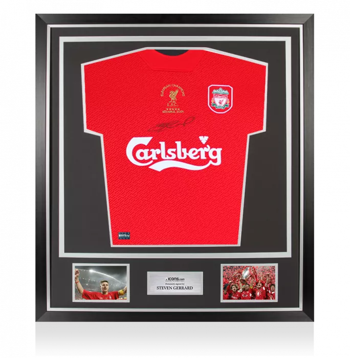 Steven Gerrard Front Signed Liverpool FC Shirt - 2005 UEFA Champions League Winners In Classic Frame