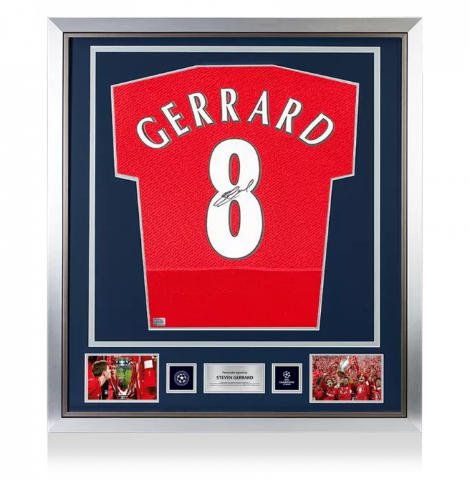 Steven Gerrard Official UEFA Champions League Back Signed And Framed Liverpool 2005 Home Shirt: UEFA Champions League Final Edition