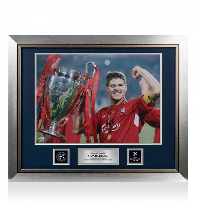 Steven Gerrard Official UEFA Champions League Signed And Framed Liverpool Photo: 2005 Winner