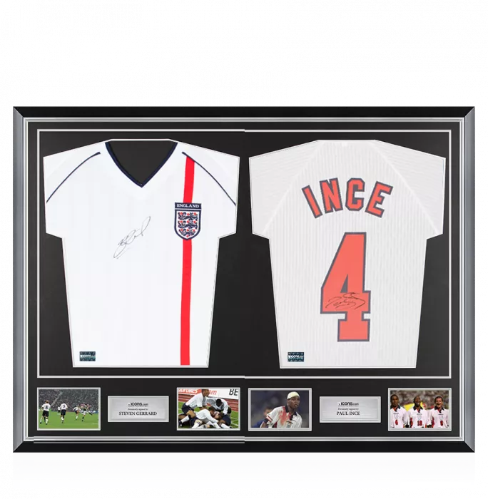 Steven Gerrard & Paul Ince Signed England Shirts In Classic Dual Frame