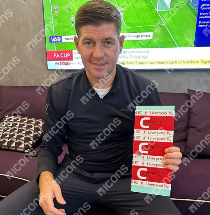 Steven Gerrard Signed And Framed Liverpool FC Captain's Armband