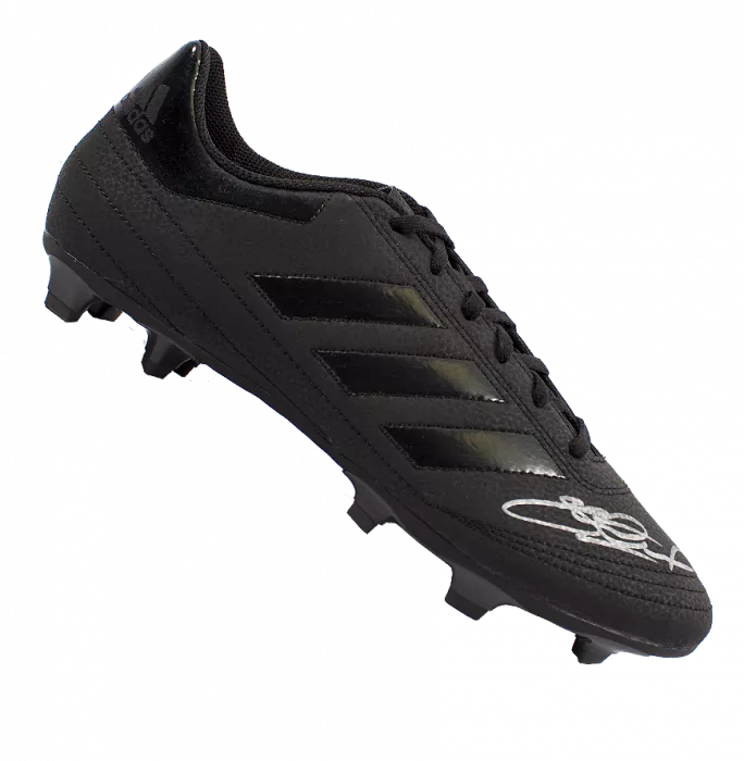 Steven Gerrard Signed Black Adidas Blackout Boot In Acrylic Case