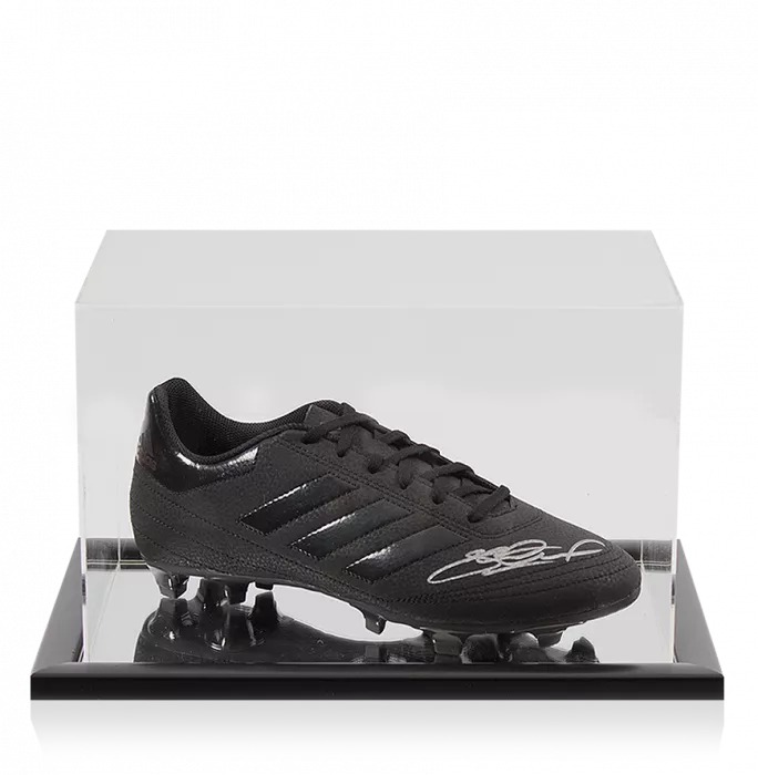 Steven Gerrard Signed Black Adidas Blackout Boot In Acrylic Case