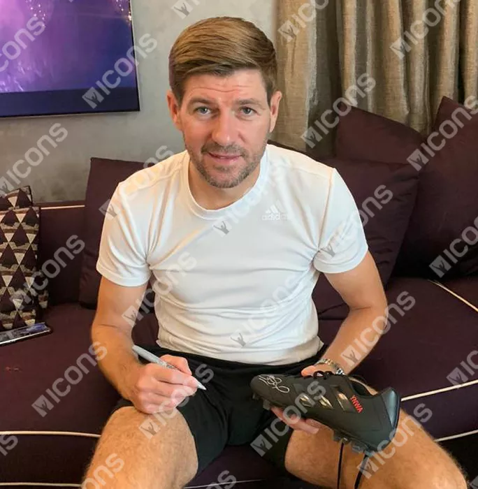 Steven Gerrard Signed Black Adidas Blackout Boot: YNWA Edition
