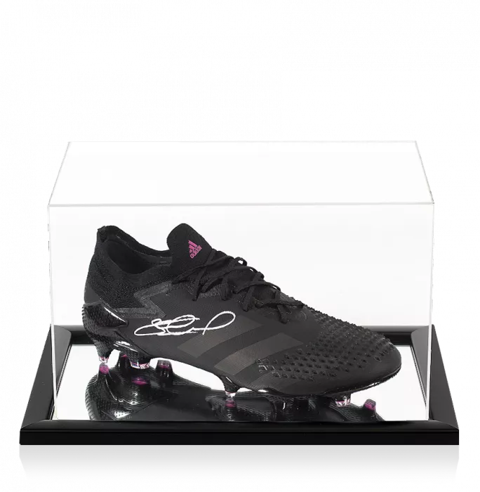 Steven Gerrard Signed Black Adidas Predator Boot In Acrylic Case