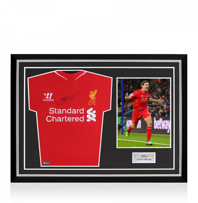 Steven Gerrard Signed Liverpool FC 2014-15 Home Shirt In Hero Frame: Option 1