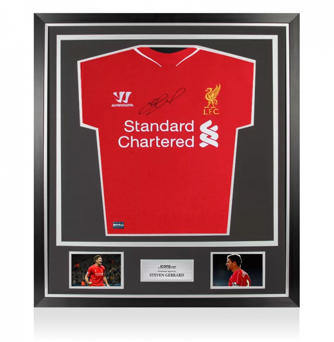 Steven Gerrard Signed Liverpool FC 2014-15 Home Shirt In Classic Frame