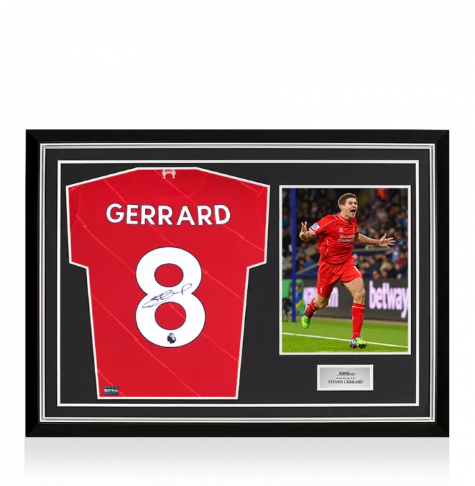 Steven Gerrard Signed Liverpool FC 2021-22 Home Shirt In Hero Frame: Option 1