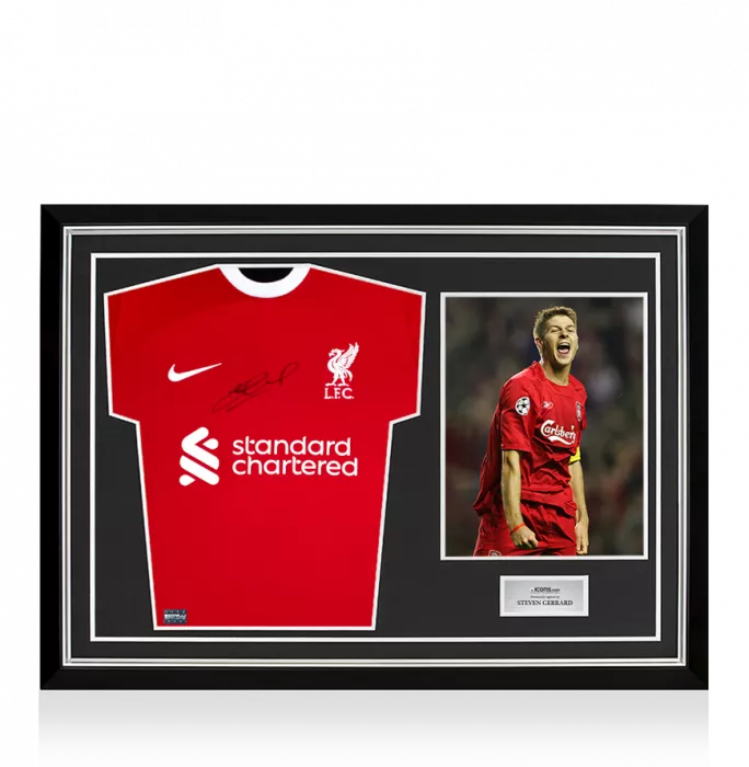 Steven Gerrard Signed Liverpool FC 2023-24 Home Shirt In Hero Frame: Option 1
