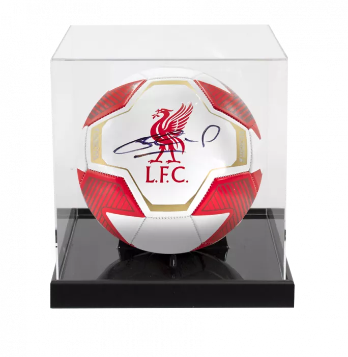 Steven Gerrard Signed Liverpool FC Football In Acrylic Case