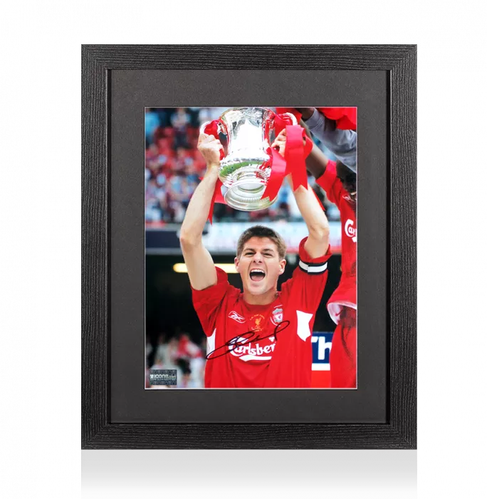 Steven Gerrard Signed Liverpool FC Photo In Black Wooden Frame: 2006 FA Cup Winner