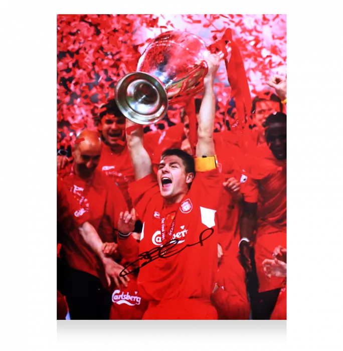 Steven Gerrard Signed Liverpool FC Photo In Premium Photo Frame: 2005 UEFA Champions League Winner