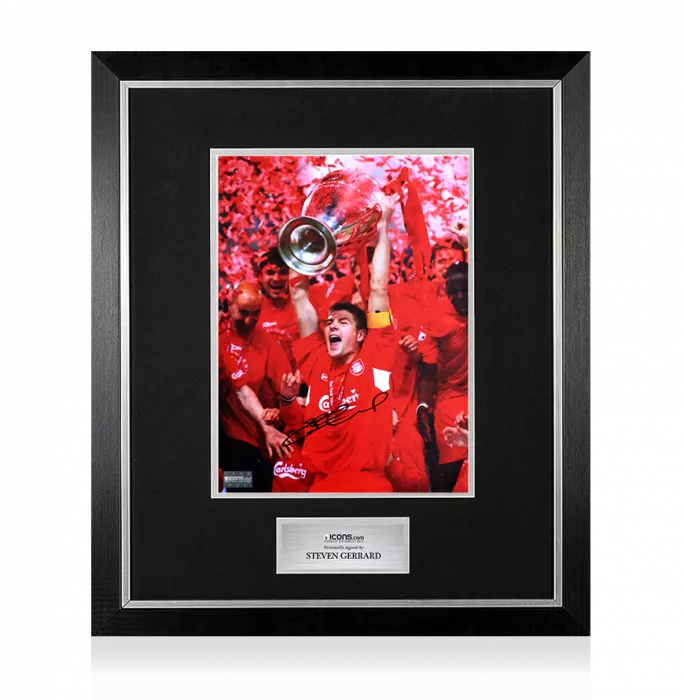 Steven Gerrard Signed Liverpool FC Photo In Premium Photo Frame: 2005 UEFA Champions League Winner