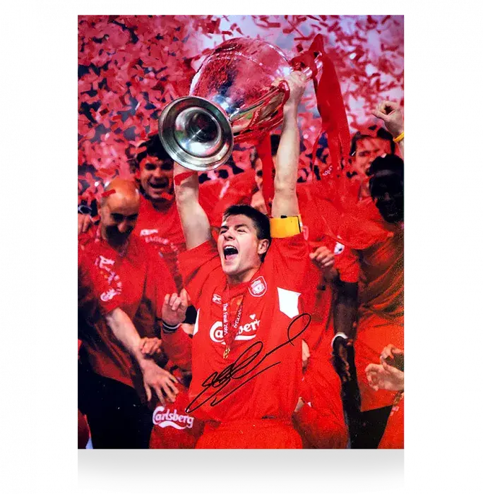 Steven Gerrard Signed Liverpool Photo: 2005 UEFA Champions League Winner