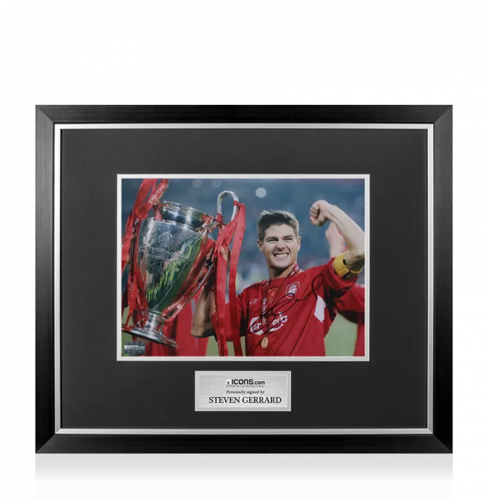 Steven Gerrard Signed Liverpool Photo In Premium Photo Frame: 2005 UEFA Champions League Winner