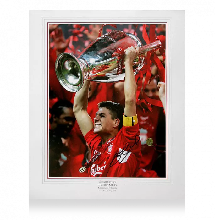 Steven Gerrard Signed Liverpool Print: 2005 UEFA Champions League Winner