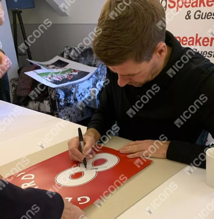 Steven Gerrard Signed Liverpool Shirt Print In Black Wooden Frame: Limited Edition 'Gerrard 8'