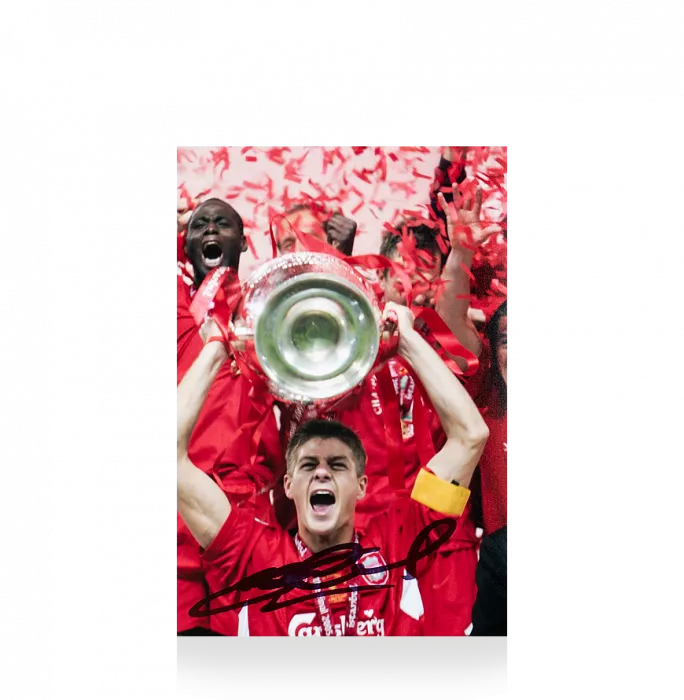 Steven Gerrard Signed Mini Liverpool Photo: 2005 UEFA Champions League Winner